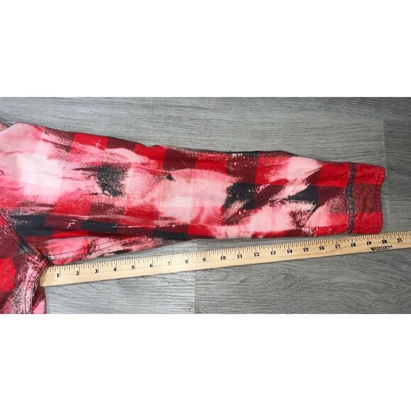 Franklin Flannels Shirts Size L Red Plaid Bleach Button Up Long Sleeve Upcycled - Picture 8 of 10